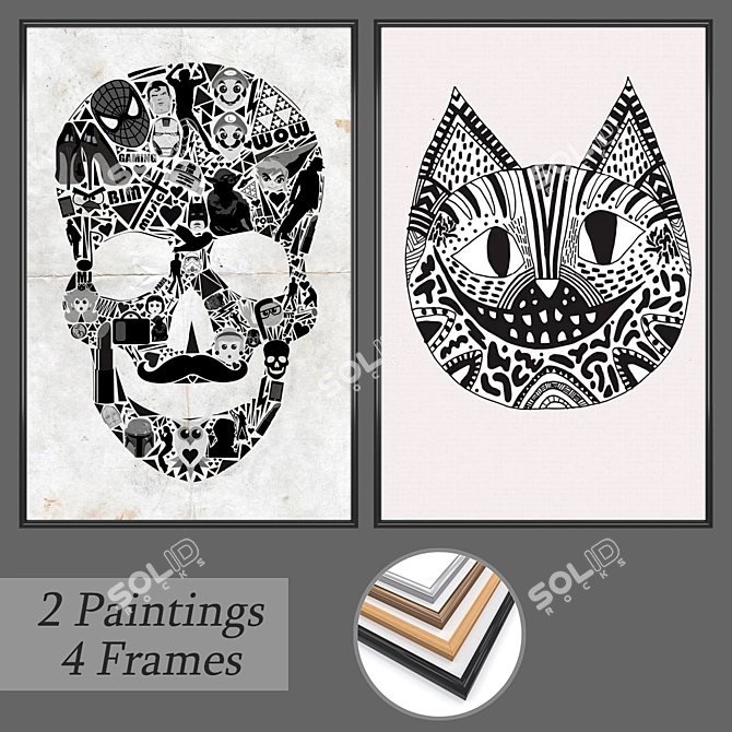 Modern Wall Art Set with Multiple Frames 3D model image 1