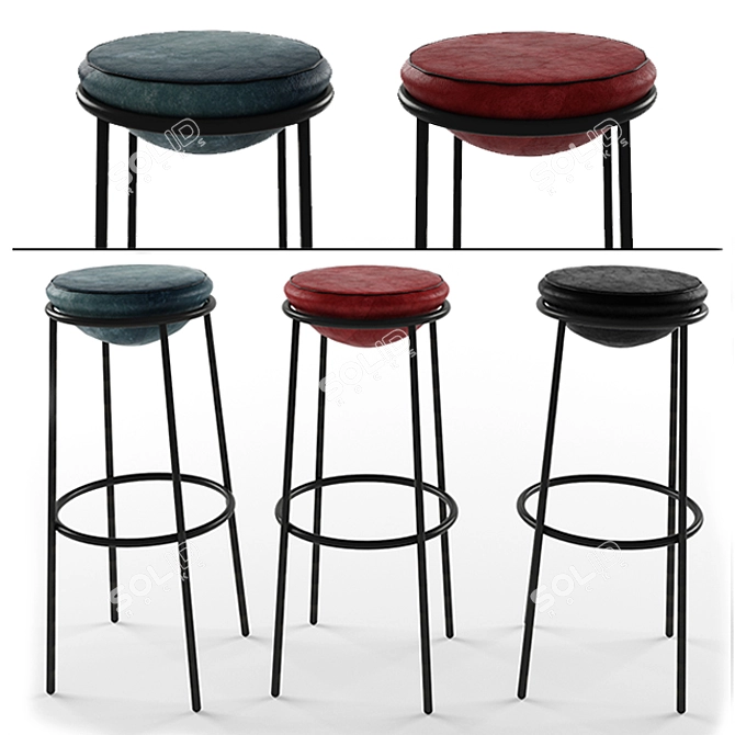 VRay Lotto Counter Stool: High Poly 3D Model 3D model image 1