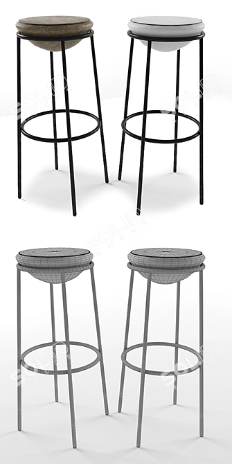 VRay Lotto Counter Stool: High Poly 3D Model 3D model image 3