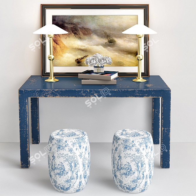 Modern Rustic Console Table 3D model image 1