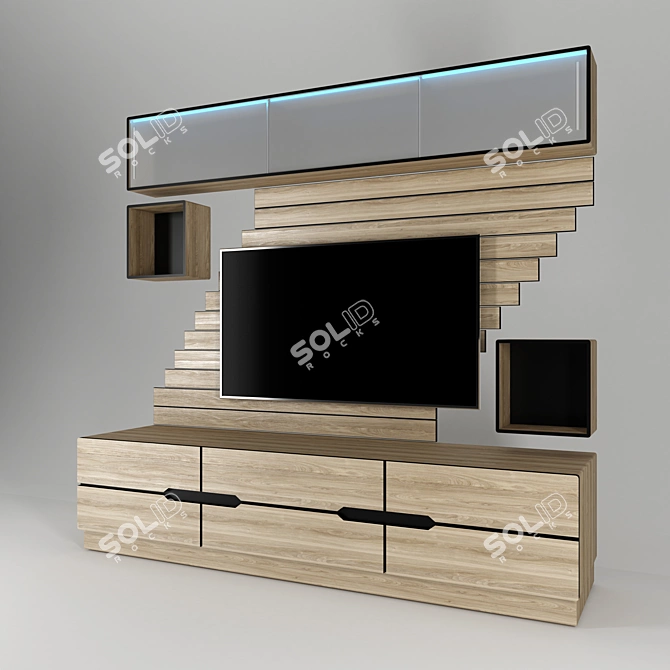 Modern TV Stand: Sleek and Sturdy 3D model image 1