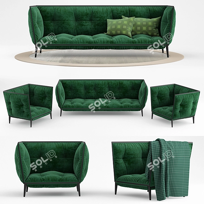 Modern Red B&B Italia Husk Sofa 3D model image 1