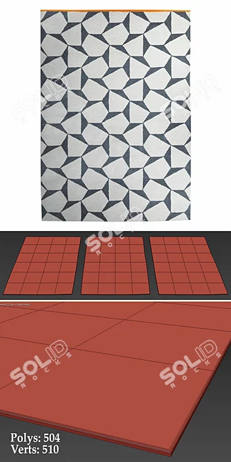 Contemporary Patterned Wool Rug 3D model image 3