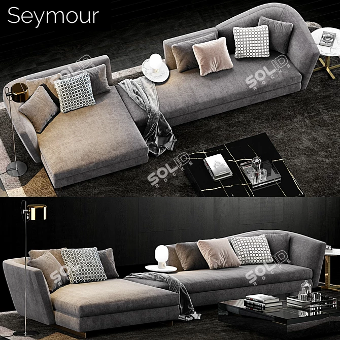 Modern Italian Living: Minotti Seymour Sofa + Coffee Tables 3D model image 1