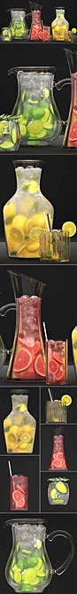 Citrus Infused Lemonades in Pitchers 3D model image 2