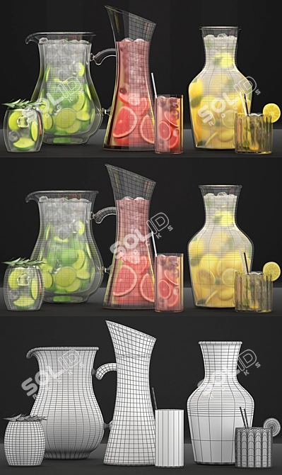 Citrus Infused Lemonades in Pitchers 3D model image 3