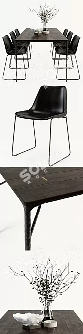 Siena Drexel Table Chair Set 3D model image 2