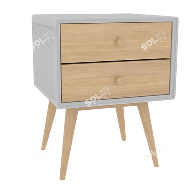 Scandi Style Jimi Side Table - 2 Drawers 3D model image 1