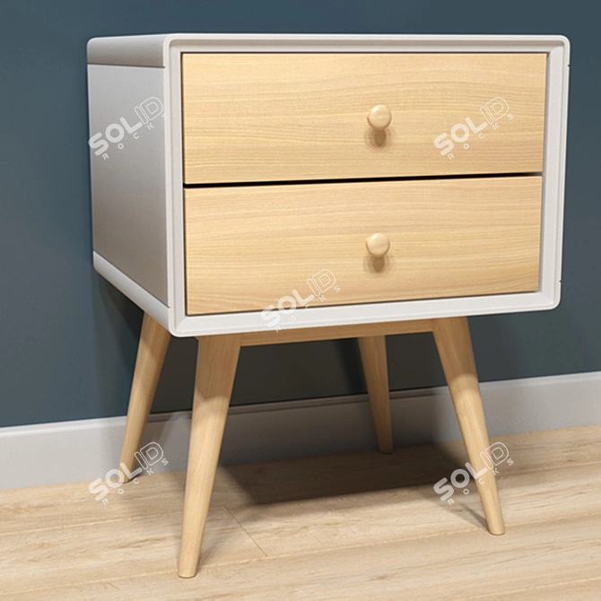 Scandi Style Jimi Side Table - 2 Drawers 3D model image 2