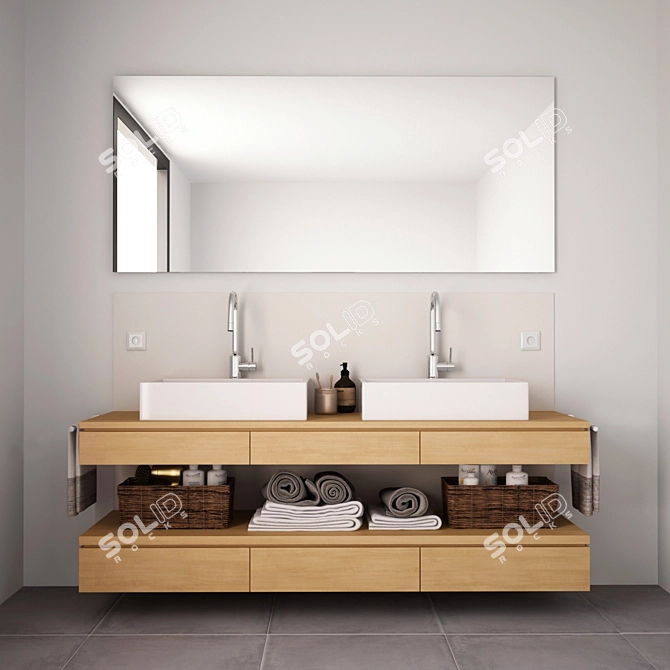 Modern Bathroom Furniture Set 3D model image 1