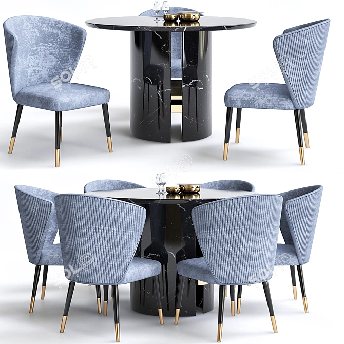 Elegante Minotti Chair Set 3D model image 1