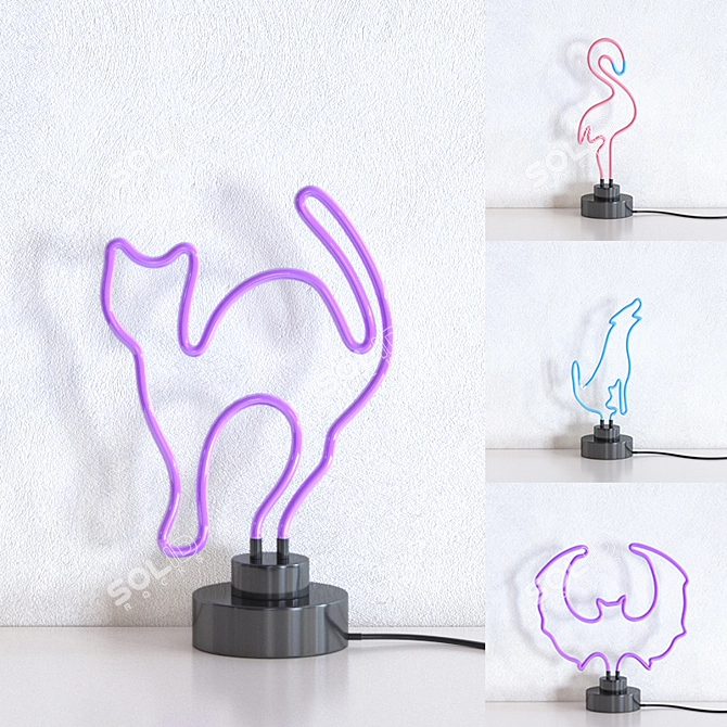 Neon Animal Sculptures: Vibrant Novelty Lighting 3D model image 1