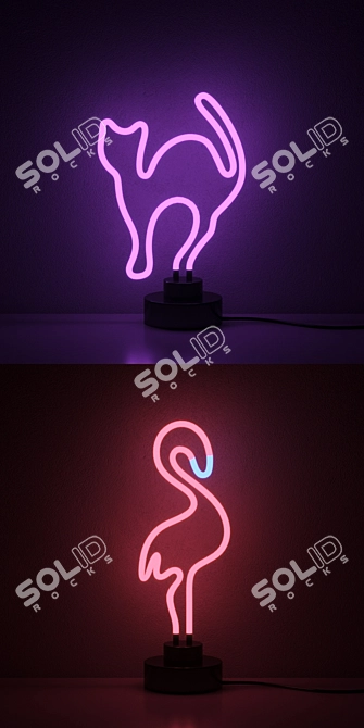 Neon Animal Sculptures: Vibrant Novelty Lighting 3D model image 2