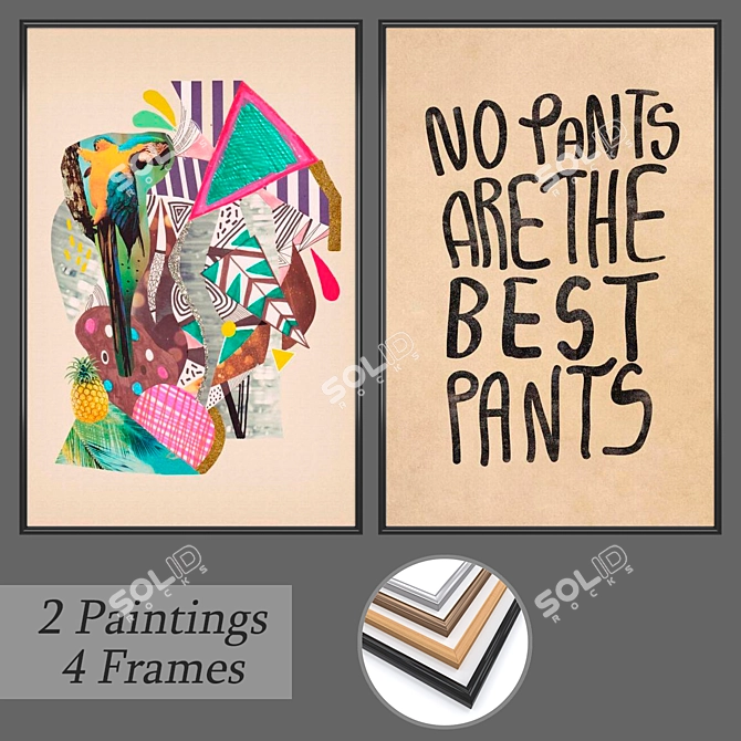 Modern Masterpieces: Wall Art Set 3D model image 1