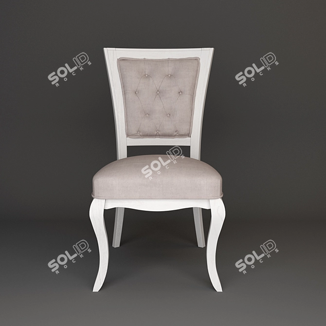 Distressed White Wood Dining Chair 3D model image 2