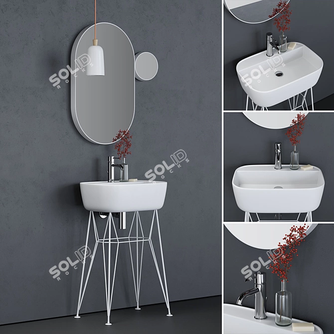 GUS Ceramic Washbasin - Contemporary Style 3D model image 1