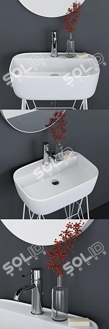 GUS Ceramic Washbasin - Contemporary Style 3D model image 2