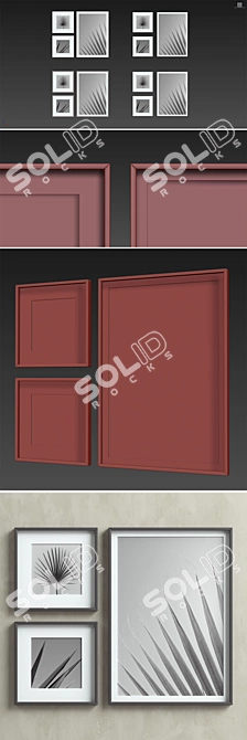 Elegant Frames Set with 4 Colors 3D model image 3