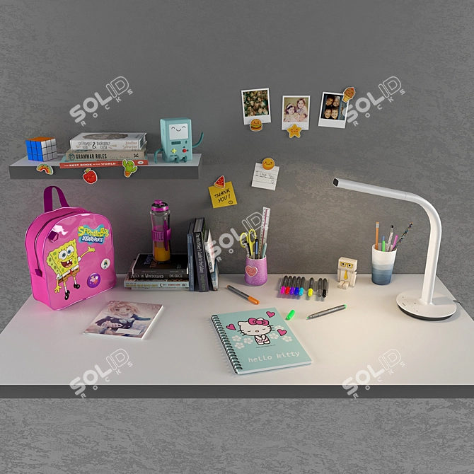 Fashionable School Decor Set 3D model image 1