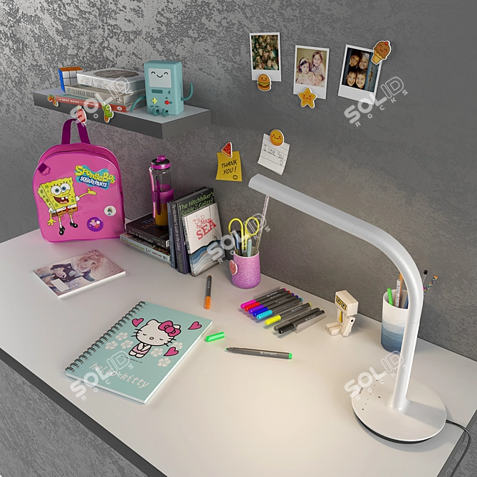 Fashionable School Decor Set 3D model image 3