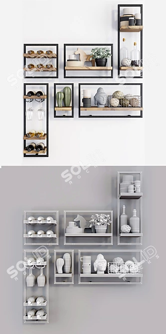 Teak House Loft Wall Shelf 3D model image 3