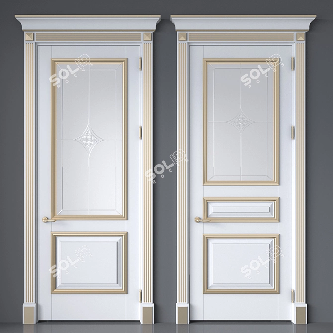 Elegant Classic Interior Doors 3D model image 1