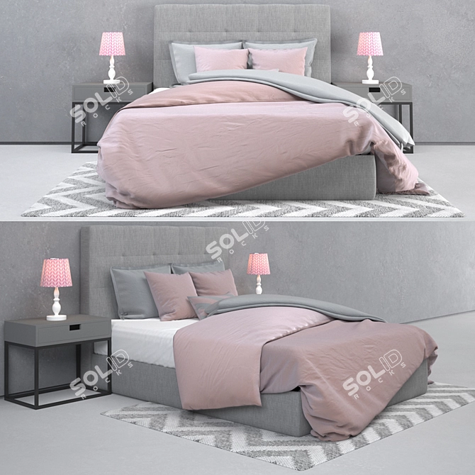 Valentina Pink Dream Bed 3D model image 1