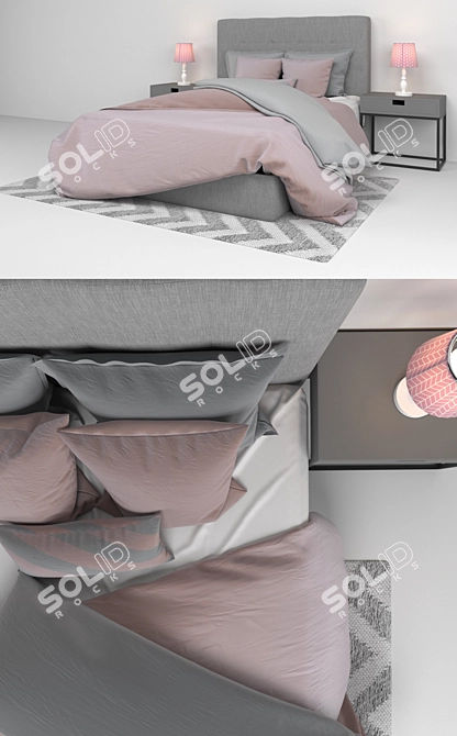 Valentina Pink Dream Bed 3D model image 3