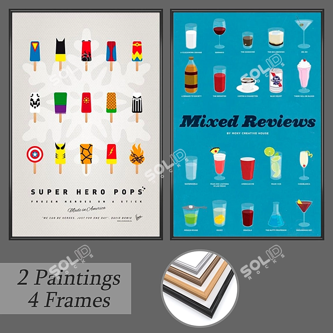 Modern Wall Art Set 3D model image 1