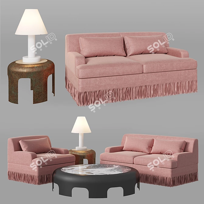 Luxurious Bottega Veneta Rudi Sofa Set 3D model image 1