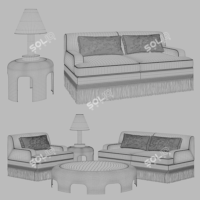 Luxurious Bottega Veneta Rudi Sofa Set 3D model image 2