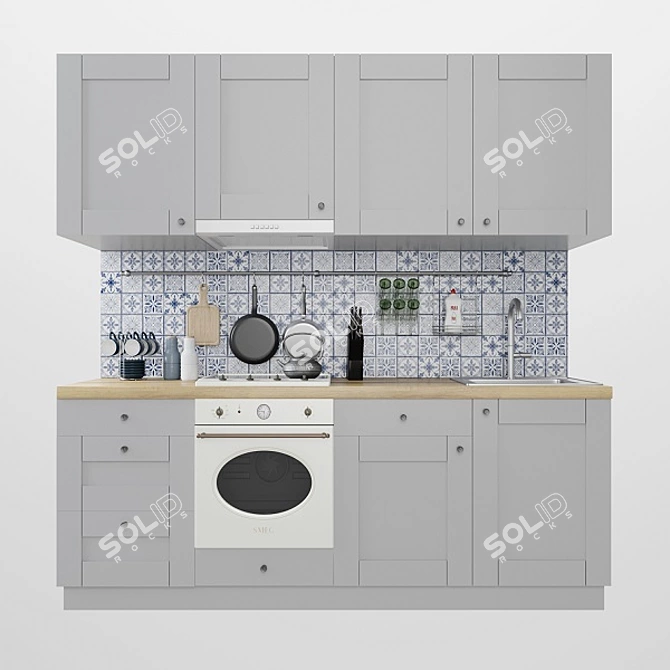 Compact Kitchen Set 3D model image 1