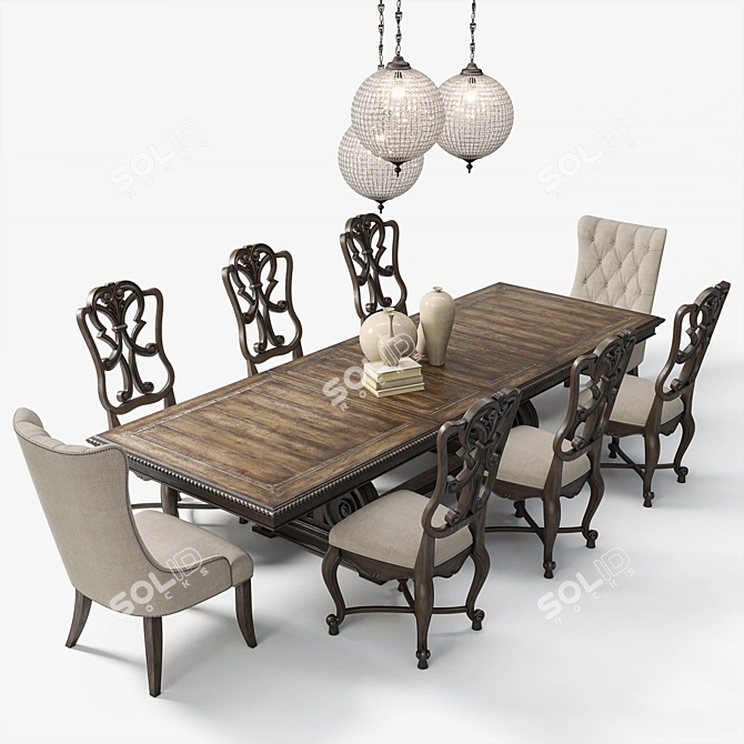 Rhapsody Rustic Dining: Casual Opulence 3D model image 1