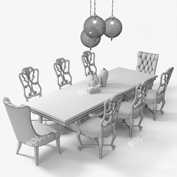 Rhapsody Rustic Dining: Casual Opulence 3D model image 3