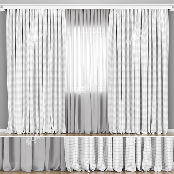 8 Color Mesh Curtains: Stunning & Versatile 3D model image 3