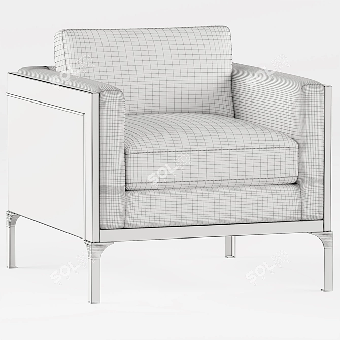 Gray Plaid Oak Armchair | Modern Classic 3D model image 3