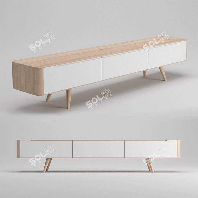 Elegant Oak TV Sideboard 3D model image 3