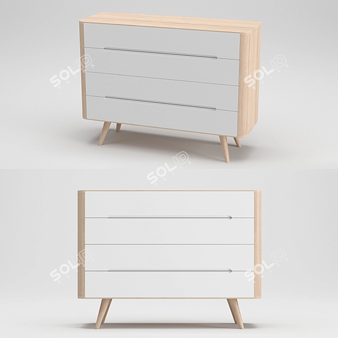 Modern Oak Chest of Drawers 3D model image 1