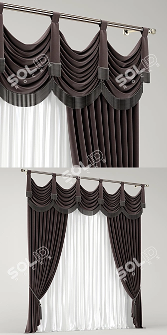 Elegant Drapery for Classic Décor 3D model image 2