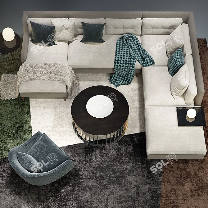 Modern West elm Sectional Set 3D model image 2