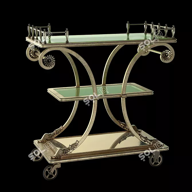 Elegant Rivoli Serving Cart 3D model image 1