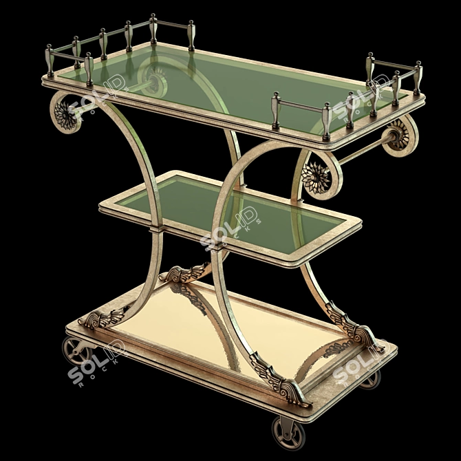 Elegant Rivoli Serving Cart 3D model image 2