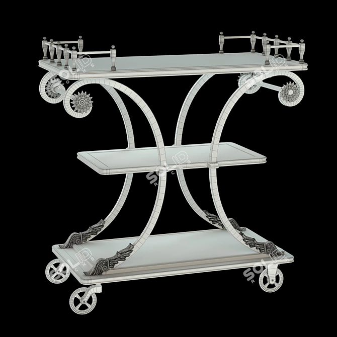 Elegant Rivoli Serving Cart 3D model image 3