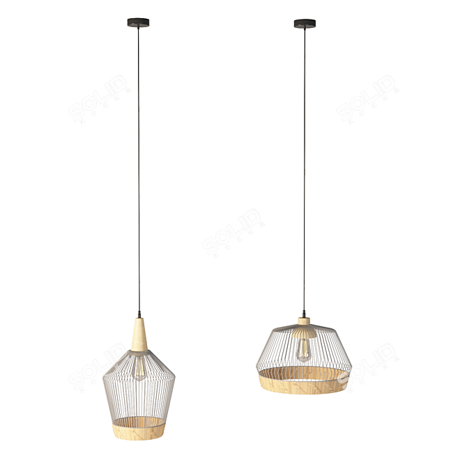 Elegant Birdy Pendant Lamp 3D model image 2