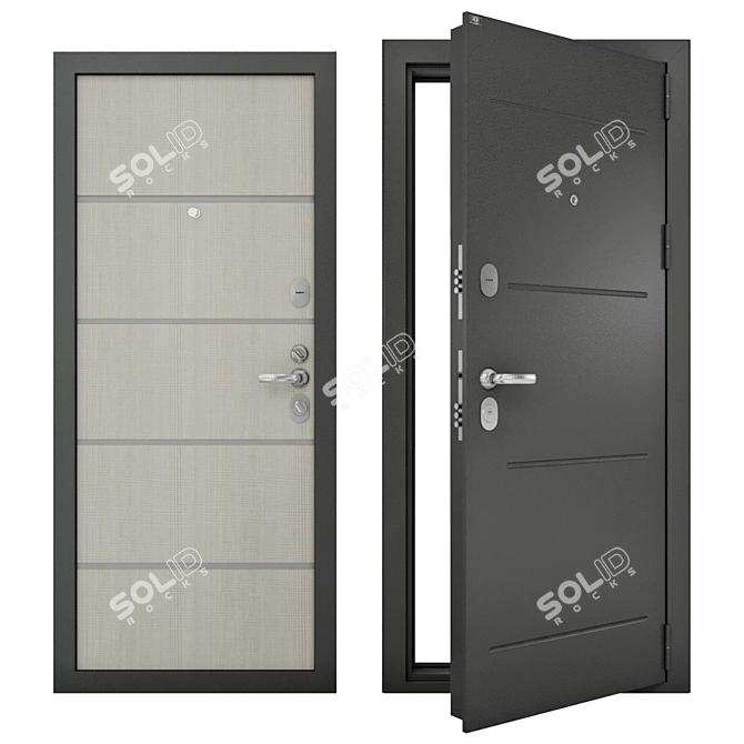 Sturdy Steel Entrance Doors - Groff T 3D model image 1