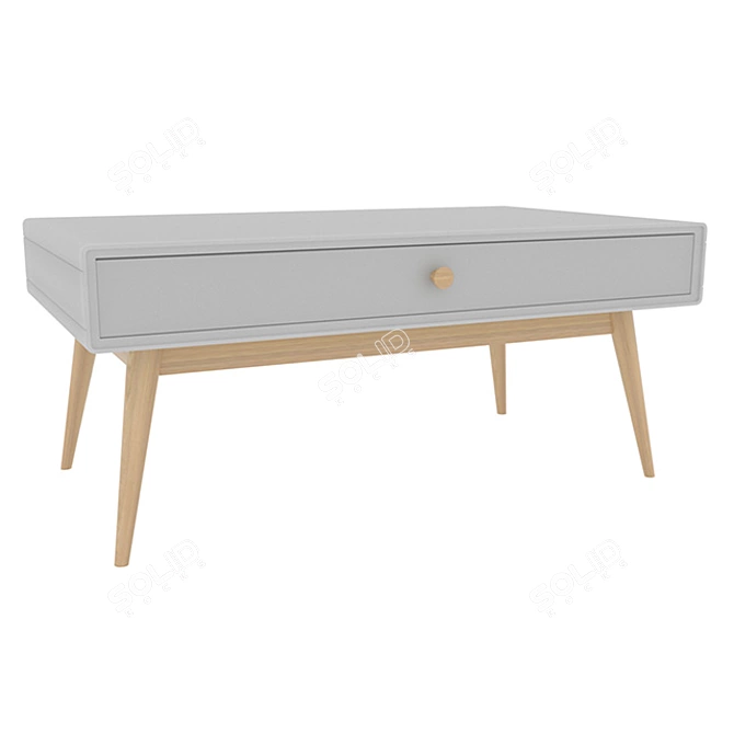 Modern White Coffee Table with Drawer & Niche 3D model image 1