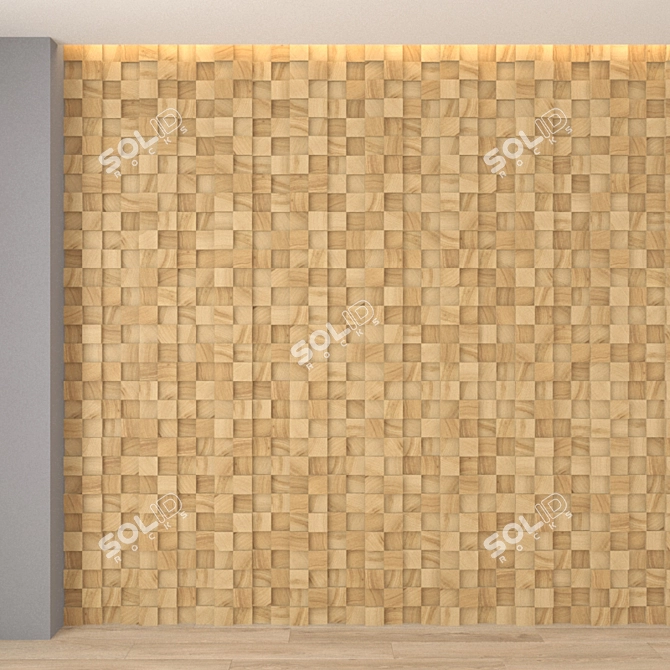 Wooden Wall Panel 2500x3000mm 3D model image 1