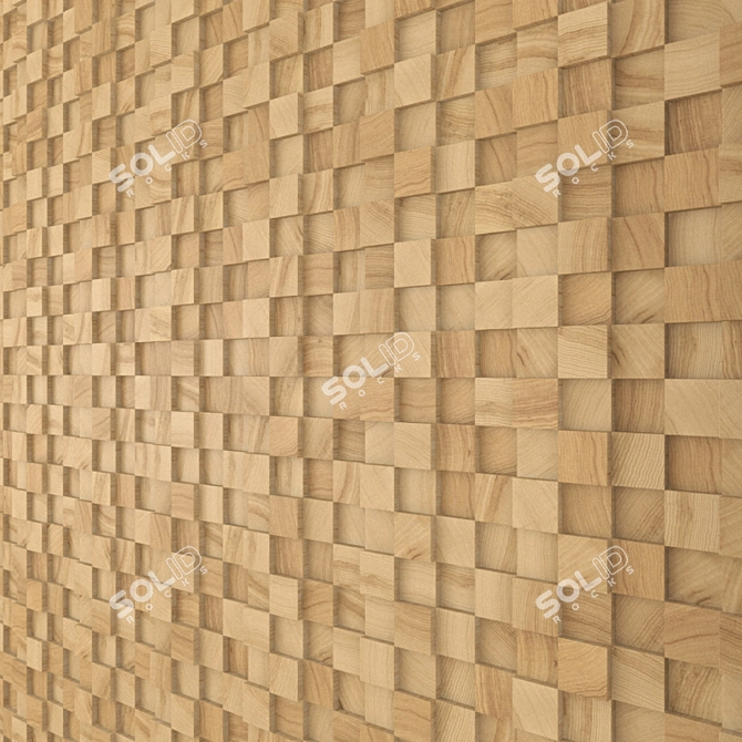 Wooden Wall Panel 2500x3000mm 3D model image 2