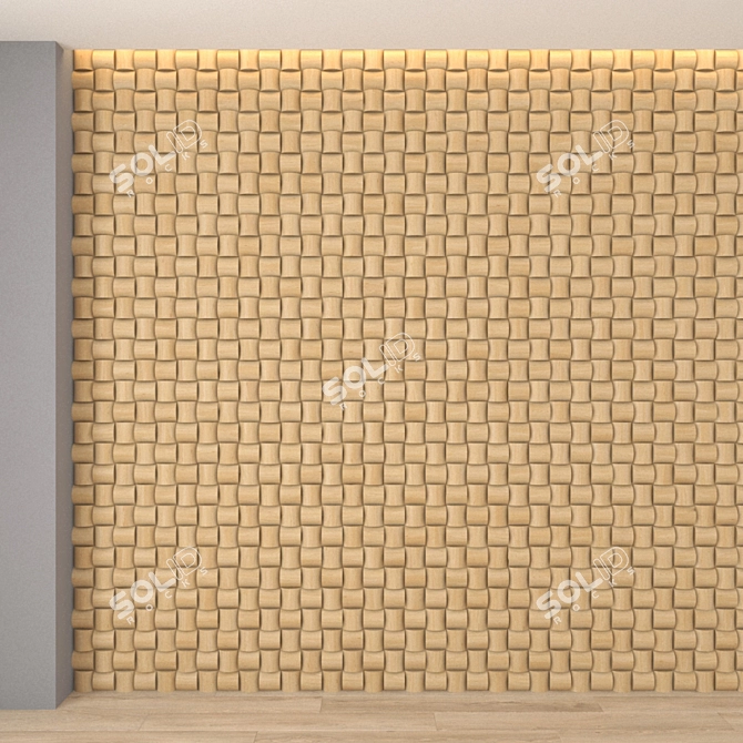 Elegant Wood Wall Panels 3D model image 1