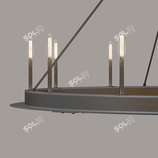 Sleek Iron Ring Chandelier 3D model image 2